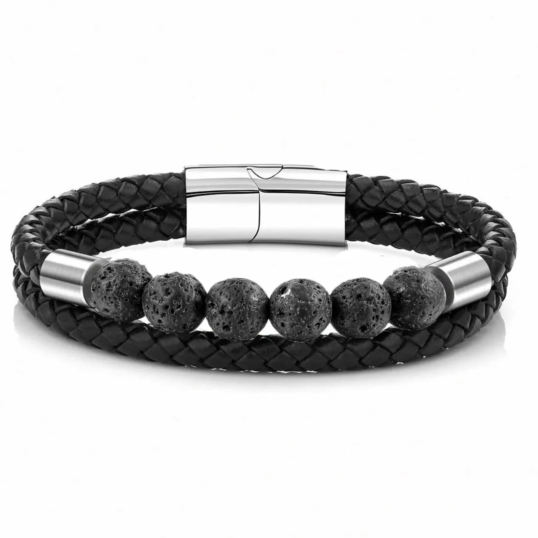 Punk Style Leather Natural Stone Bracelet