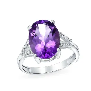 Purple Amethyst Silver Ring with 383-CT Gemstone and Split Shank Design