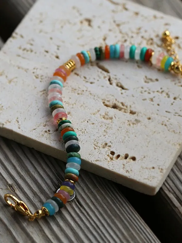 Rainbow Beaded Natural Stone Bracelet