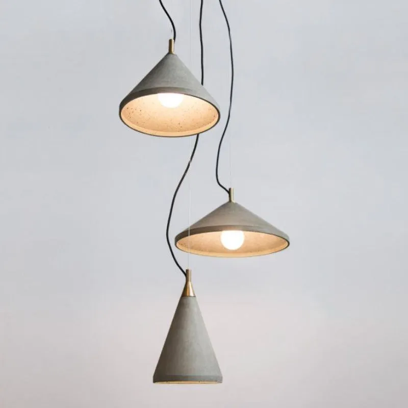 Recycled Concrete & Brass Cone Pendant | BENTU