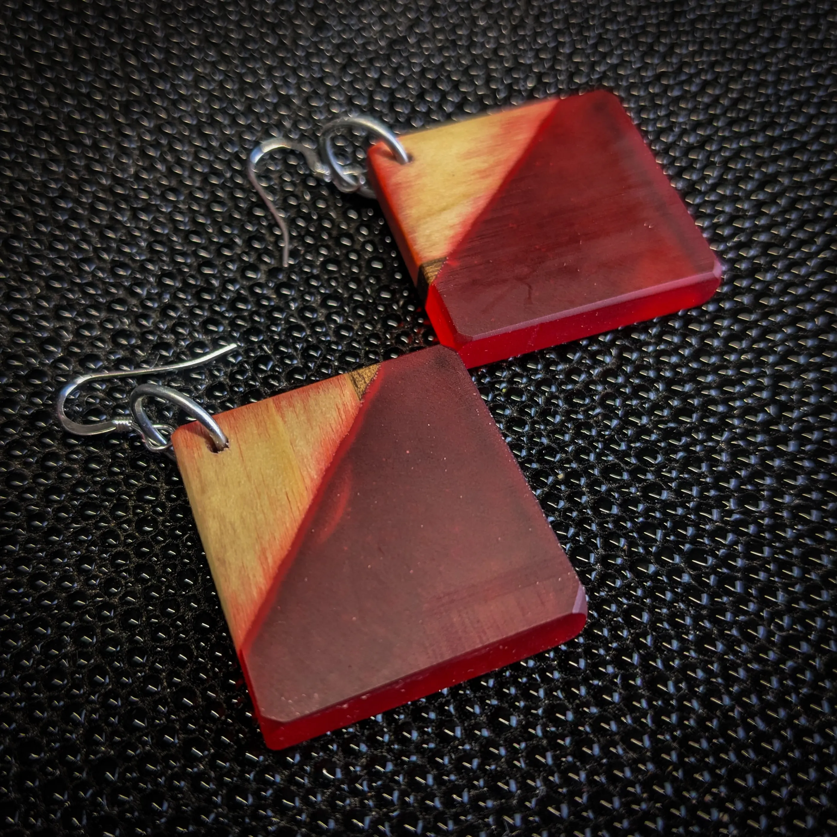 Red Square Dangle Earrings