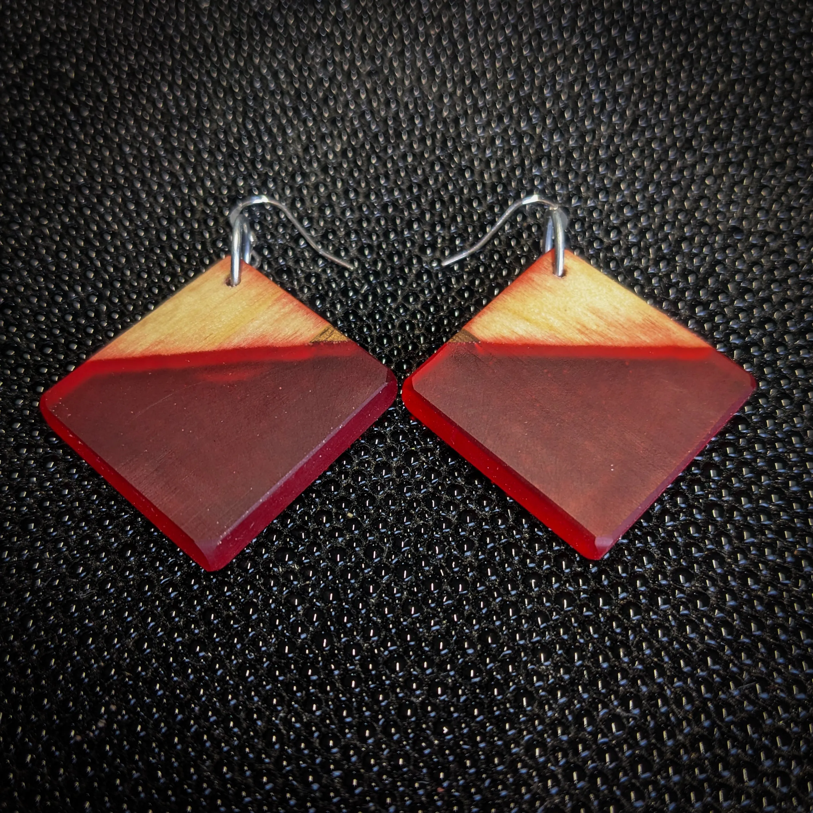 Red Square Dangle Earrings