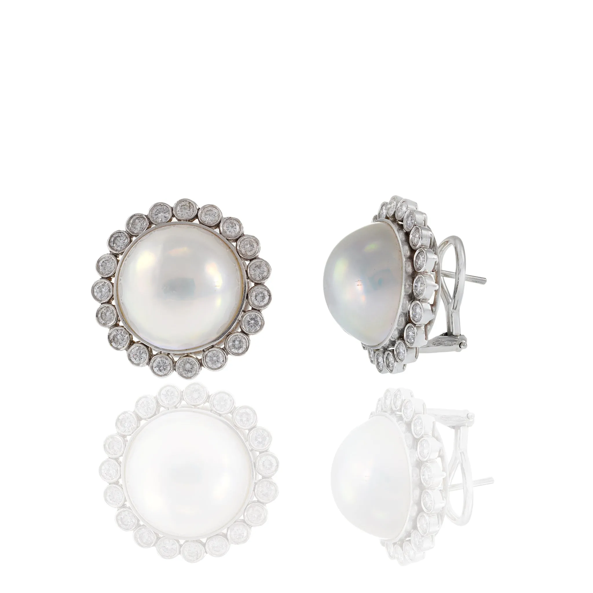 Retro Era Mobe Pearl and Diamond Earrings