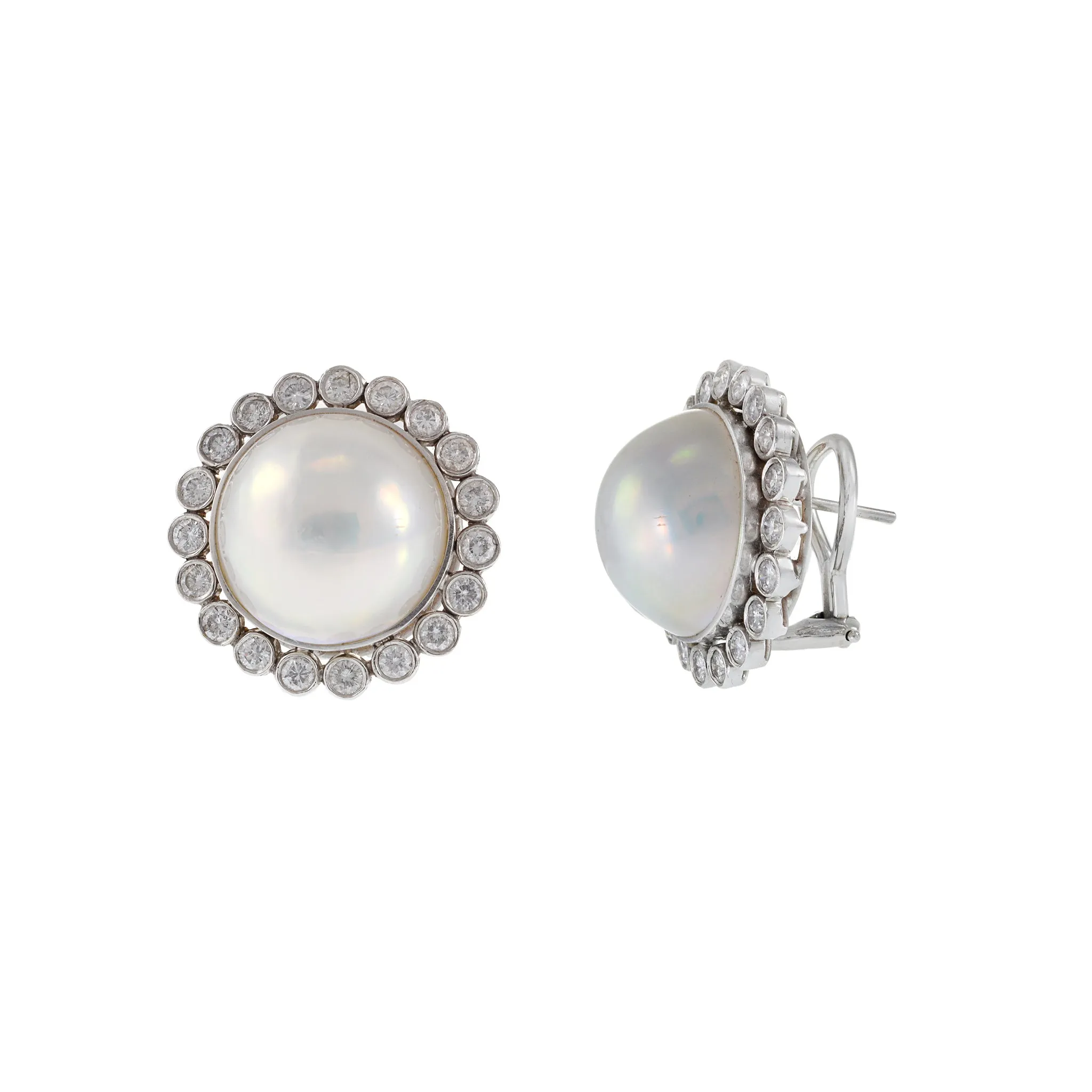 Retro Era Mobe Pearl and Diamond Earrings