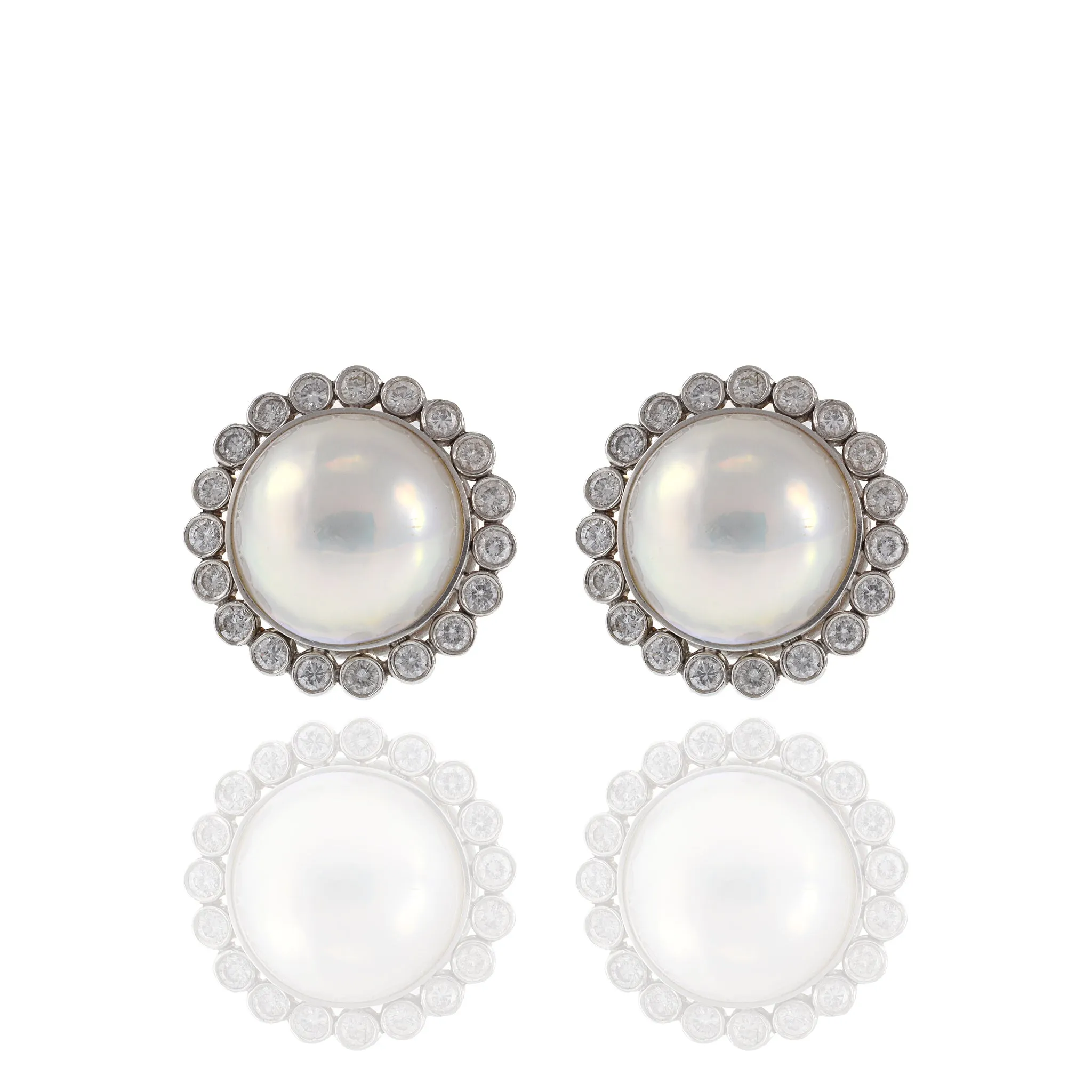 Retro Era Mobe Pearl and Diamond Earrings