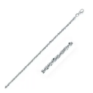 Rhodium Plated 2.2mm Sterling Silver Sparkle Style Chain, size 18''