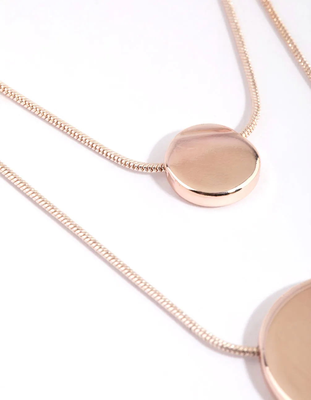 Rose Gold Circle Disc Layered Necklace