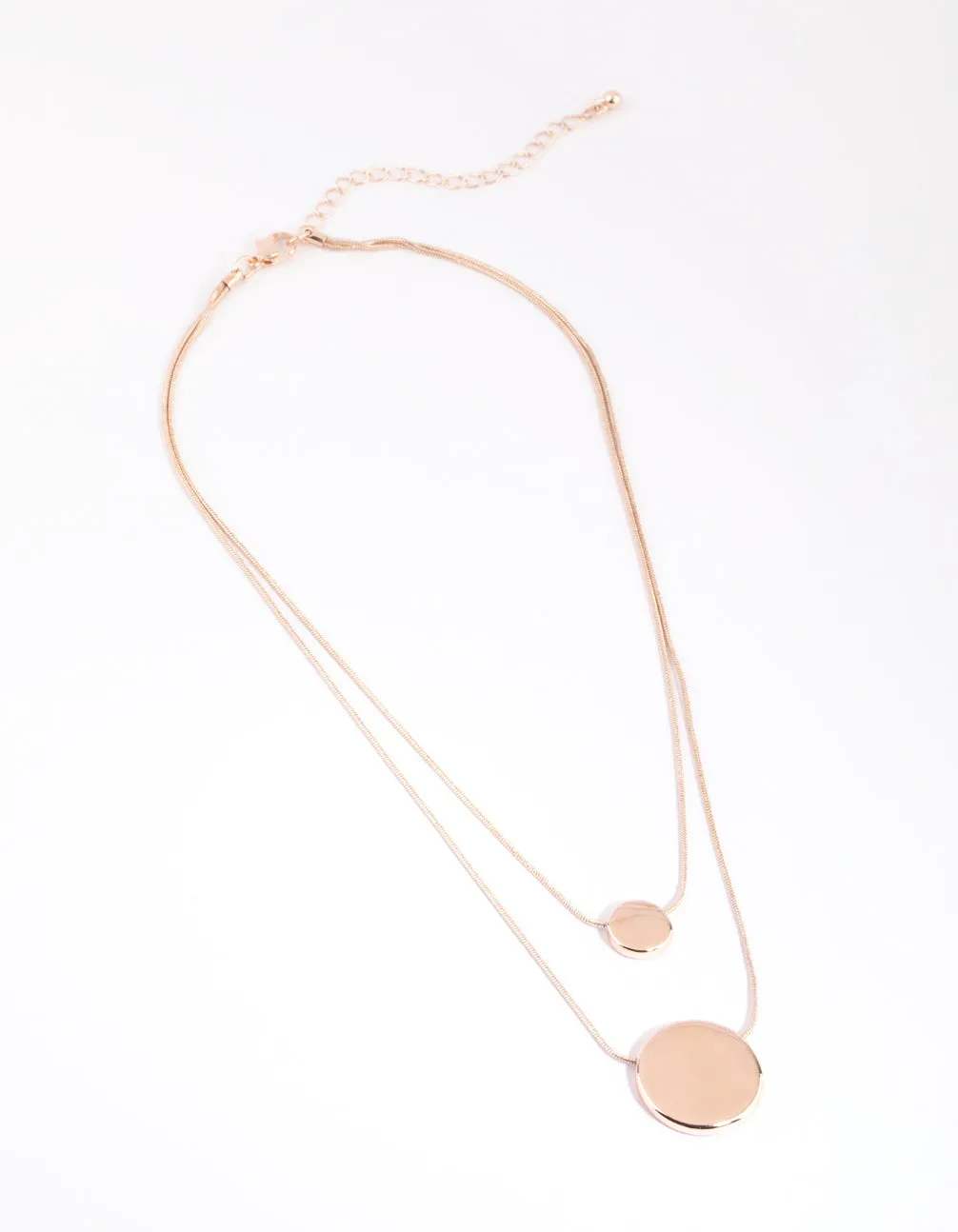 Rose Gold Circle Disc Layered Necklace