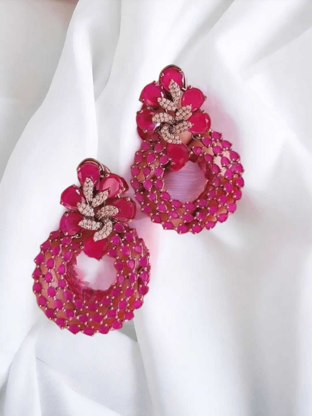 Round Colorful Glam Rhinestone Earrings