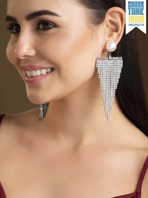 Rubans Voguish Silver-Toned Contemporary Drop Earrings