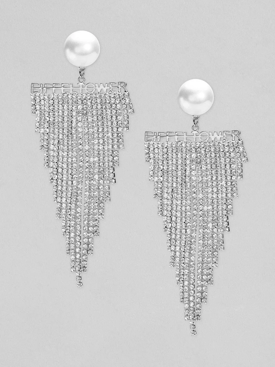 Rubans Voguish Silver-Toned Contemporary Drop Earrings