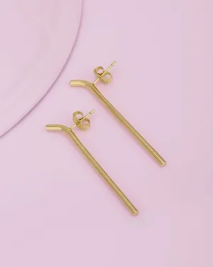 Set Of 2 Gold Plated Contemporary Hoop Earring