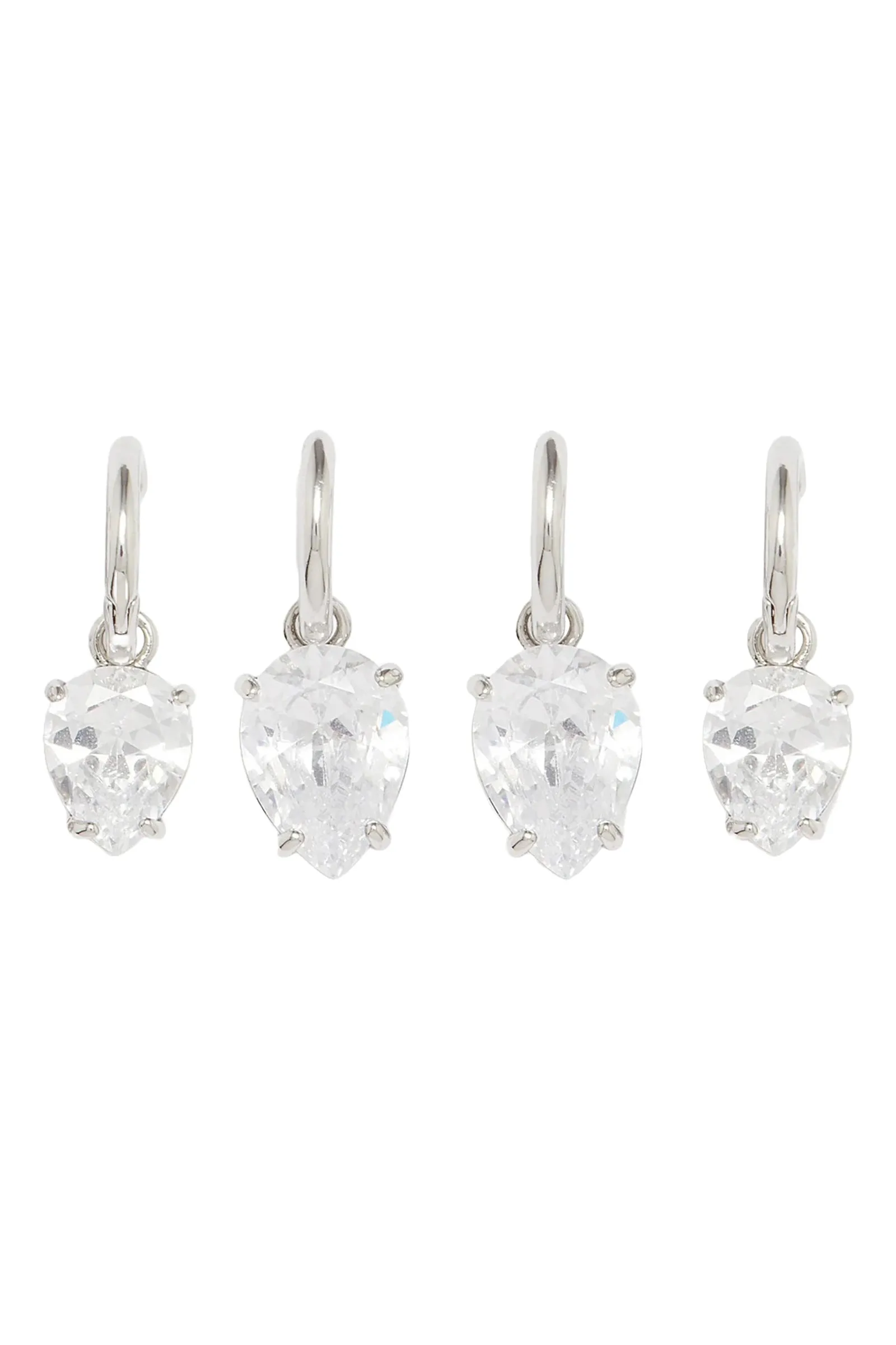 Set Of Four Diamond Girl Crystal Hoop Earrings