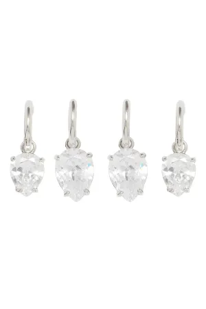 Set Of Four Diamond Girl Crystal Hoop Earrings