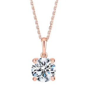 Signature Simulant Diamond 1.50 carat* round brilliant solitaire pendant in 14 carat rose gold