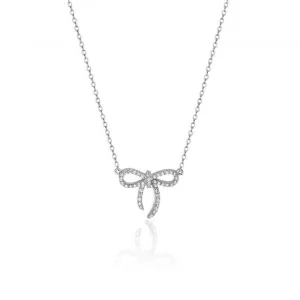 Silver & Co Fine Open Bow Cubic Zirconia Pendant SPG0038