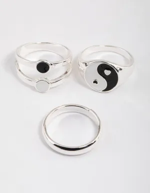 Silver Heart & Yin Yang Ring Pack