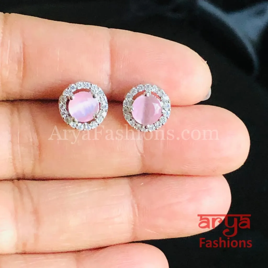 Silver Micro CZ Round Studs