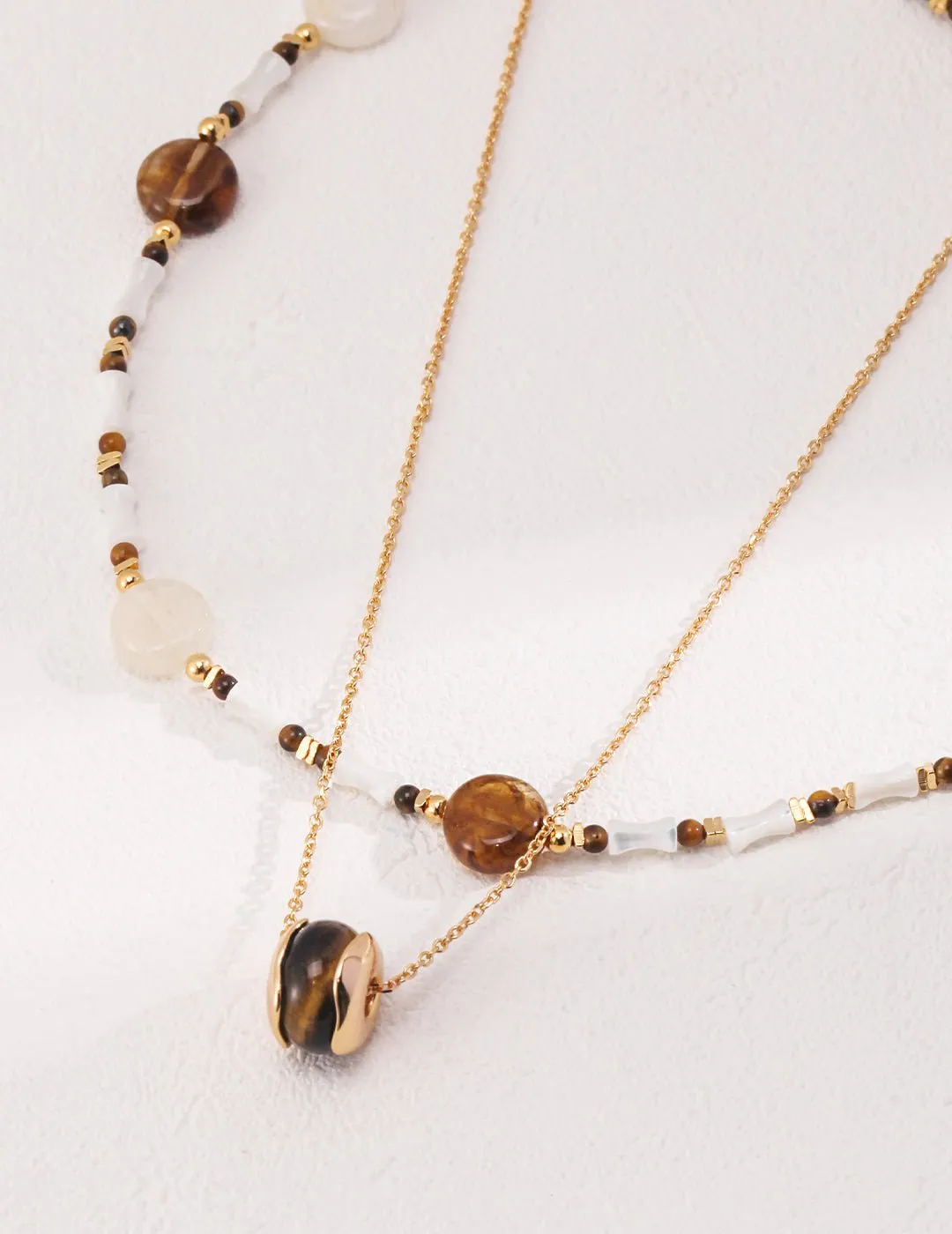 Silver Oval Tiger Eye Stone Pendant Necklace