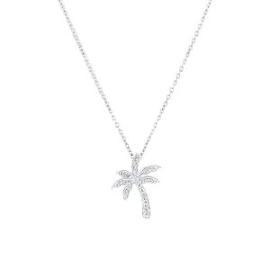 Silver Palm Tree Diamond Necklace