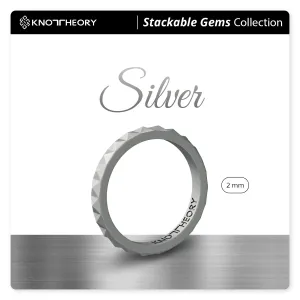 Silver Pyramid Stackable Slim Thin Silicone Ring for Women