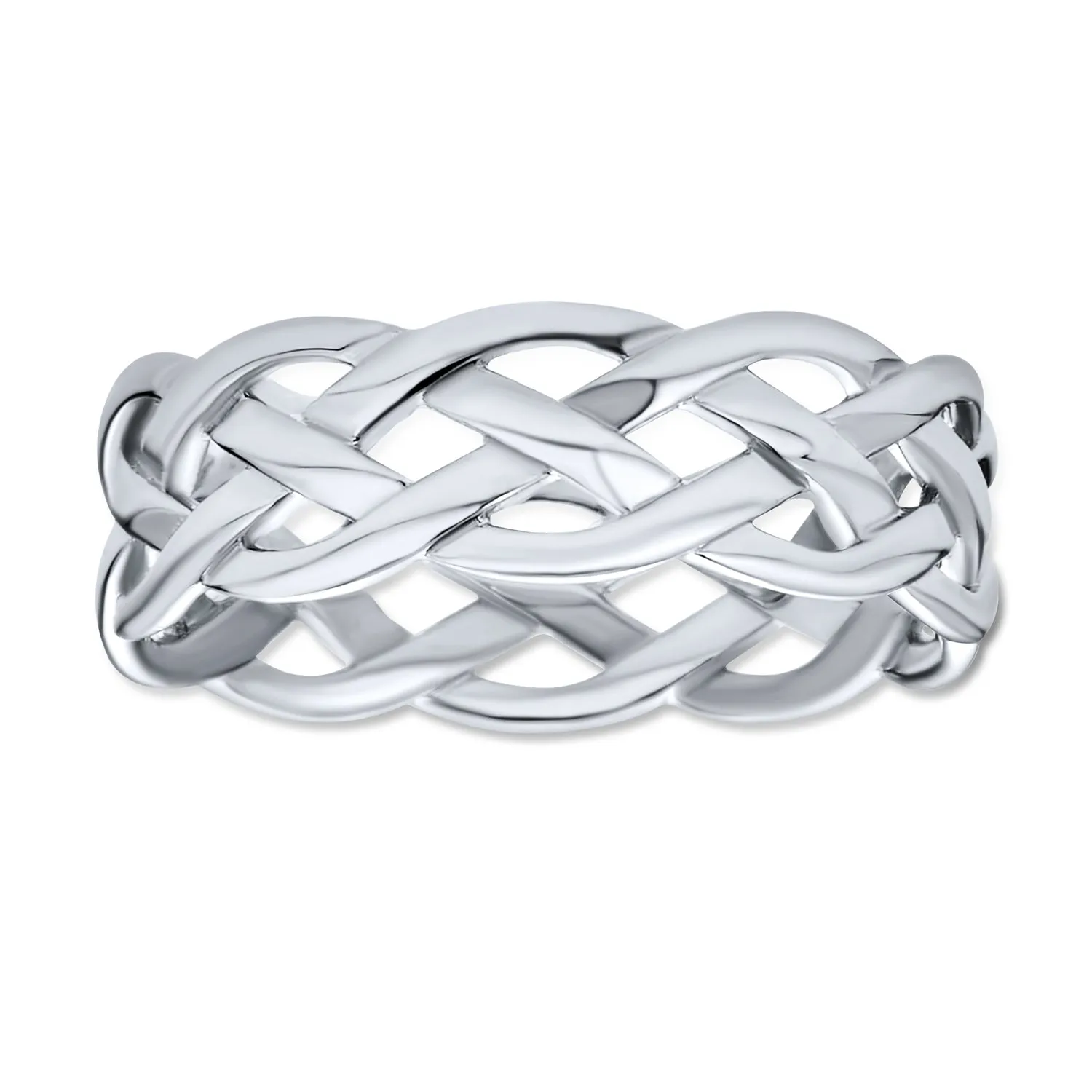 Silver Ring: Criss Cross Weave Braided Band Rope Twisted Cable Eternity Sterling