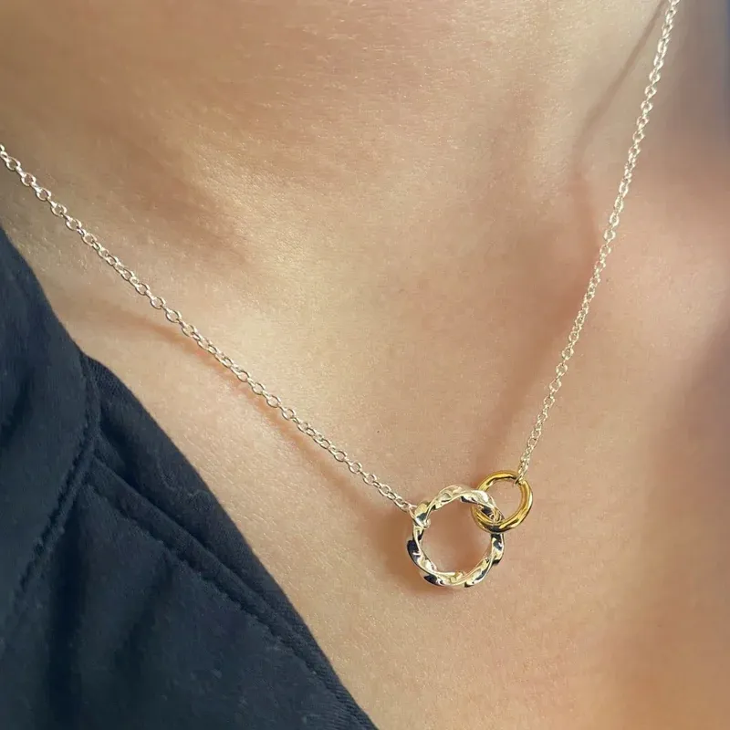 Silver Twin Rings Necklace