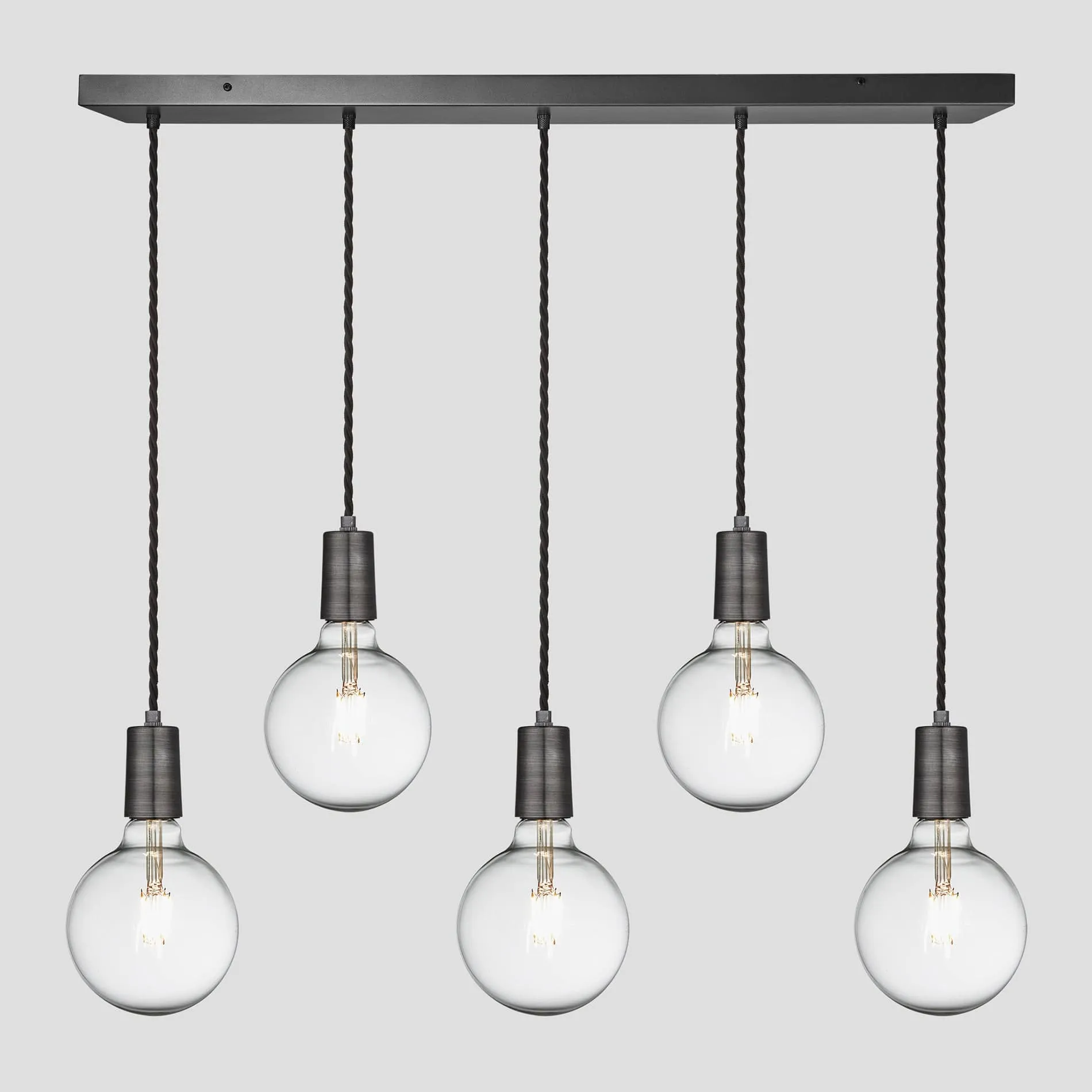 Sleek Edison Cluster Lights - 5 Wire - Pewter