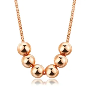 Small Bead Ball 18K Rose Gold Plated Pendant Necklace Jewelry CZ Crystal Wholesale Wedding Gift For Women Top Quality