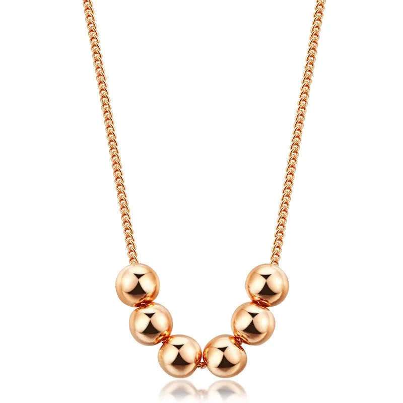 Small Bead Ball 18K Rose Gold Plated Pendant Necklace Jewelry CZ Crystal Wholesale Wedding Gift For Women Top Quality