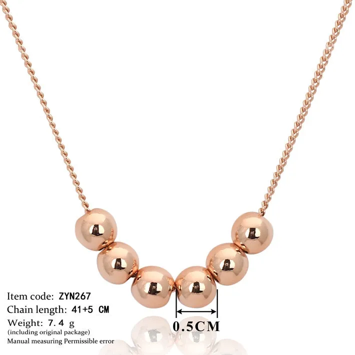 Small Bead Ball 18K Rose Gold Plated Pendant Necklace Jewelry CZ Crystal Wholesale Wedding Gift For Women Top Quality