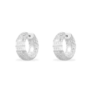 Small Chunky Batik Hoop Earrings - silver