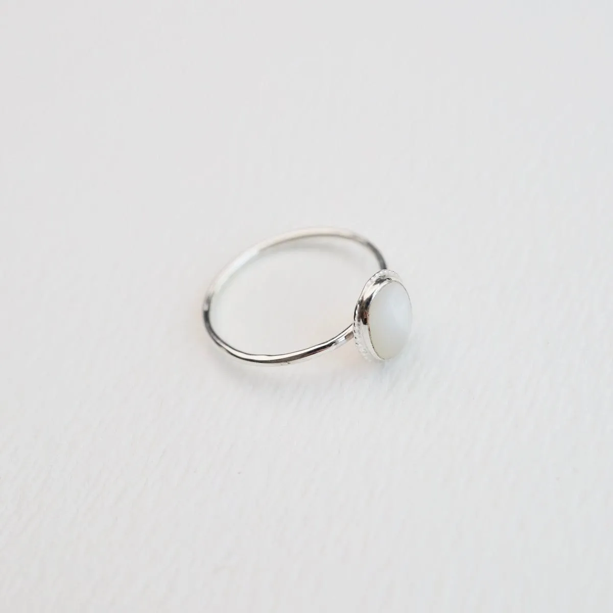 Small Oval Mother of Pearl Silver Ring