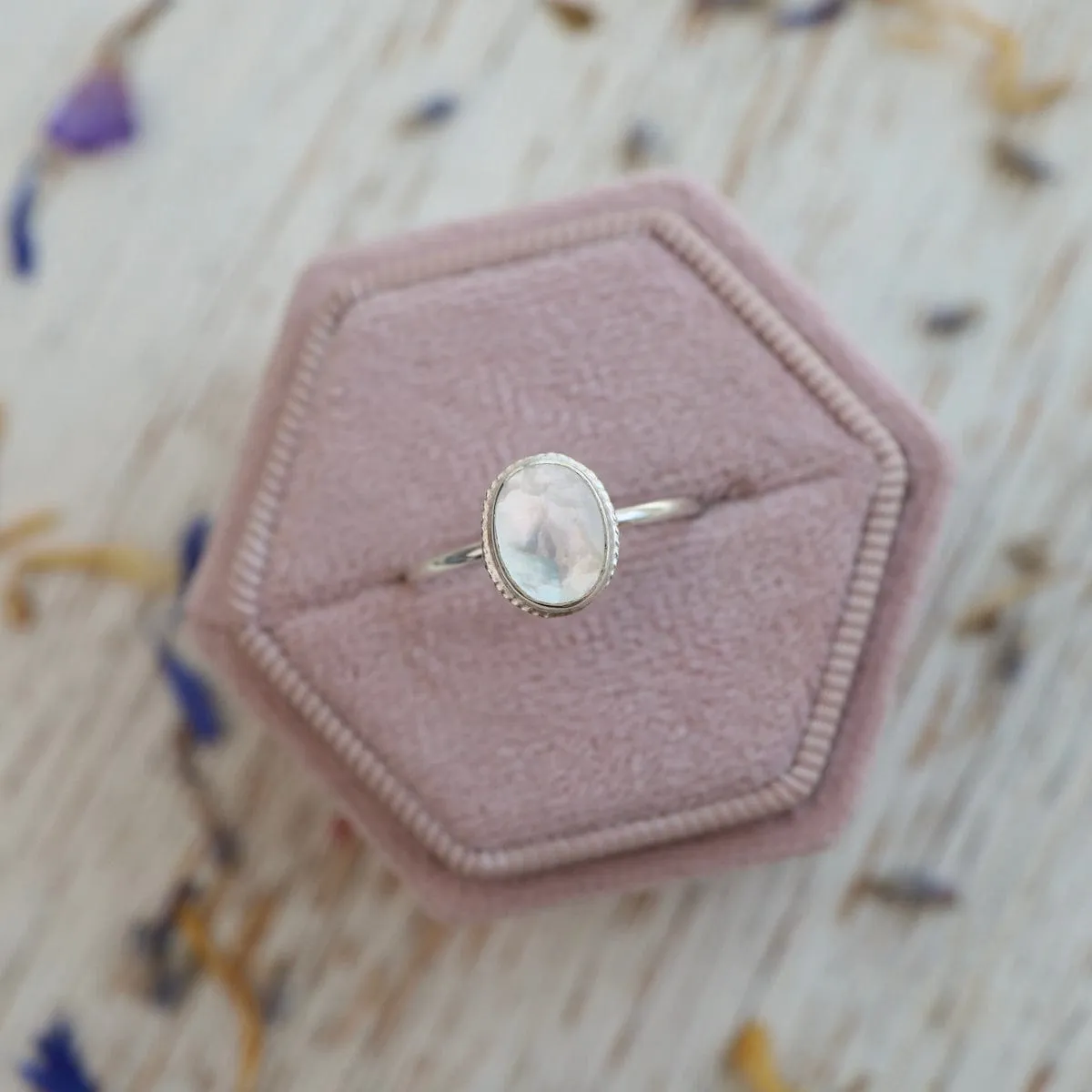 Small Oval Mother of Pearl Silver Ring