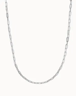 Solid White Gold Paper Chain Necklace