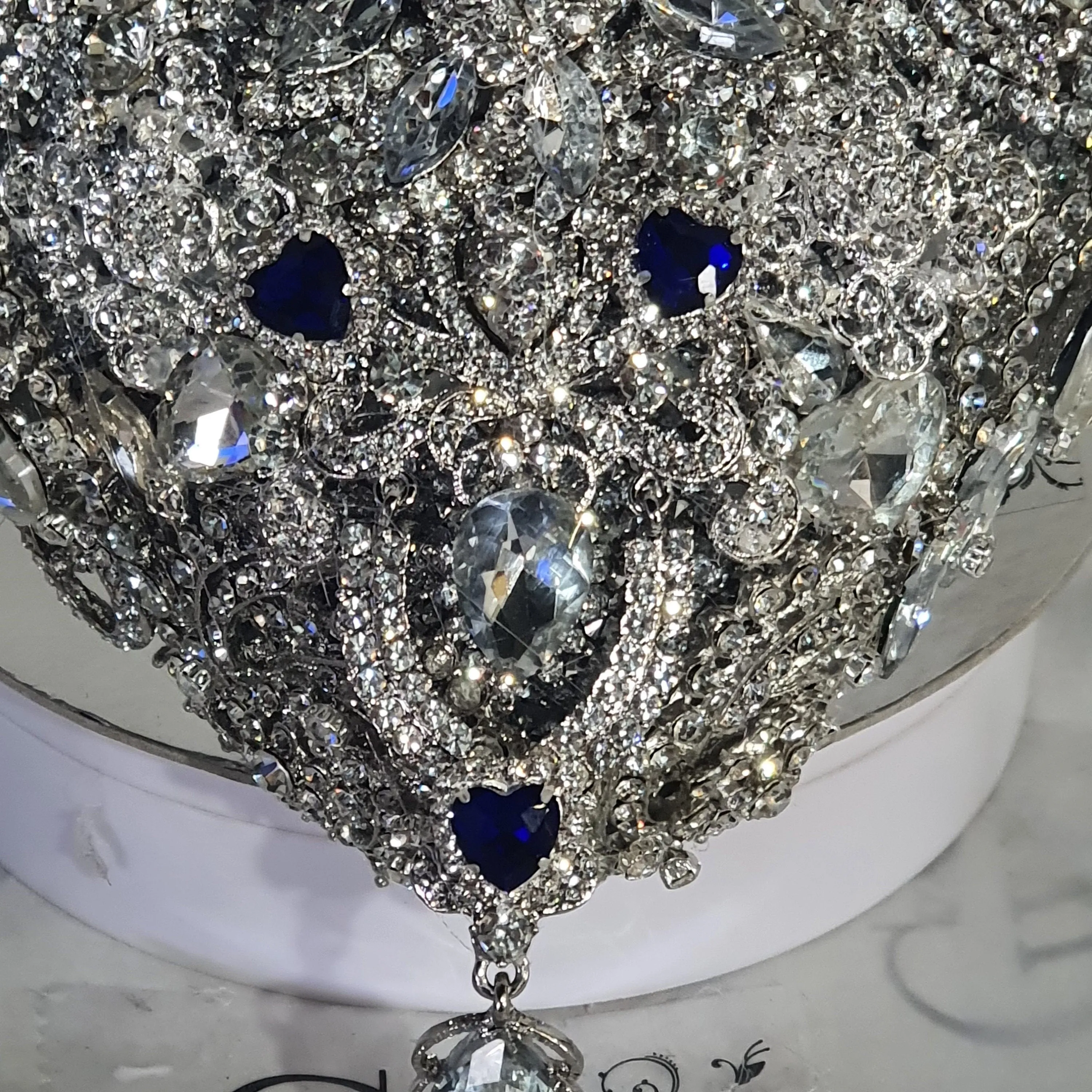 Something blue Brooch bouquet Heart shaped, trailing,cascading, jewel heart wedding bouquet. by Crystal wedding uk