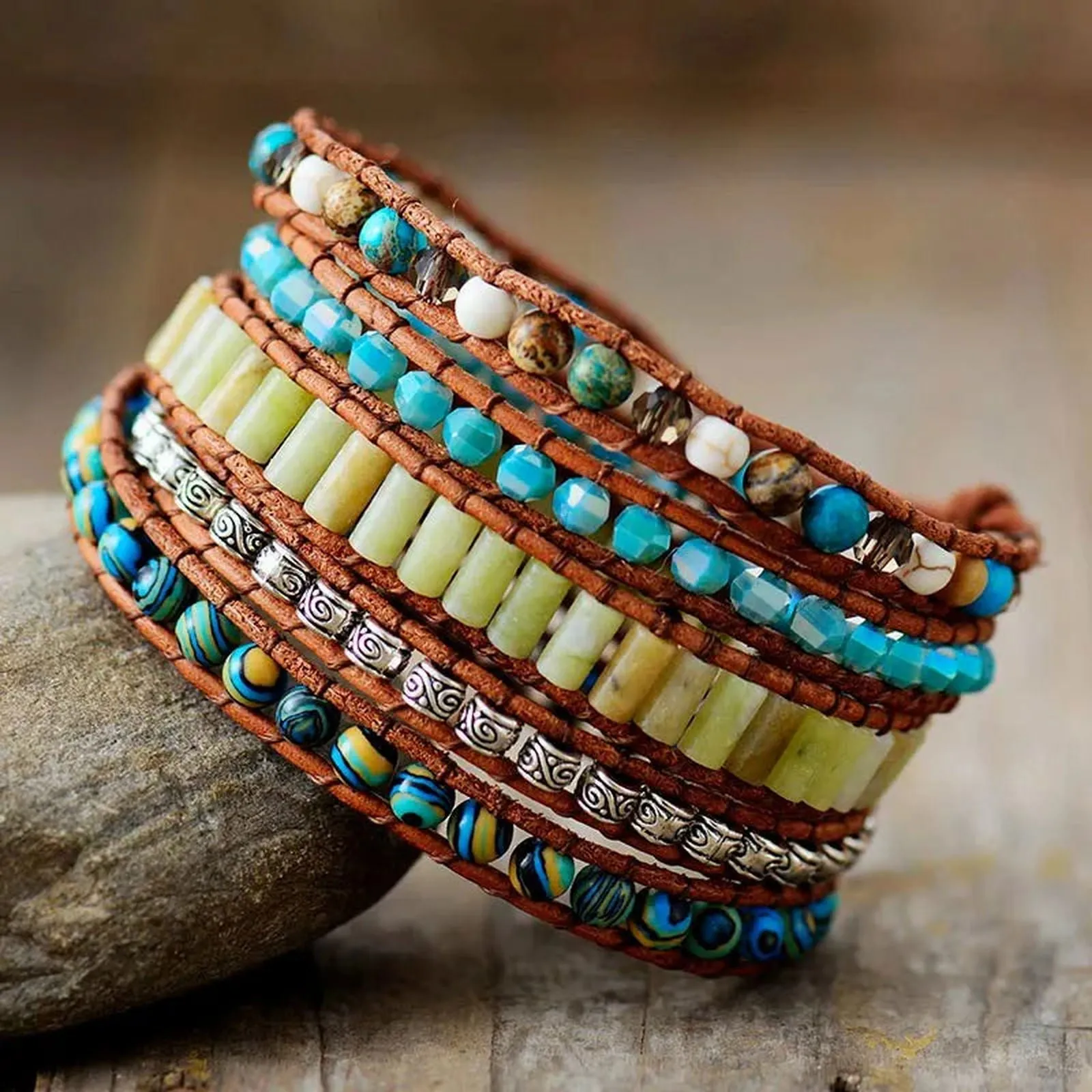 Spiritual Natural Stones Wrap Bracelets