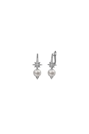 Star Pearl Earrings white gold