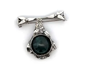 Sterling Silver & Moss Agate Brooch