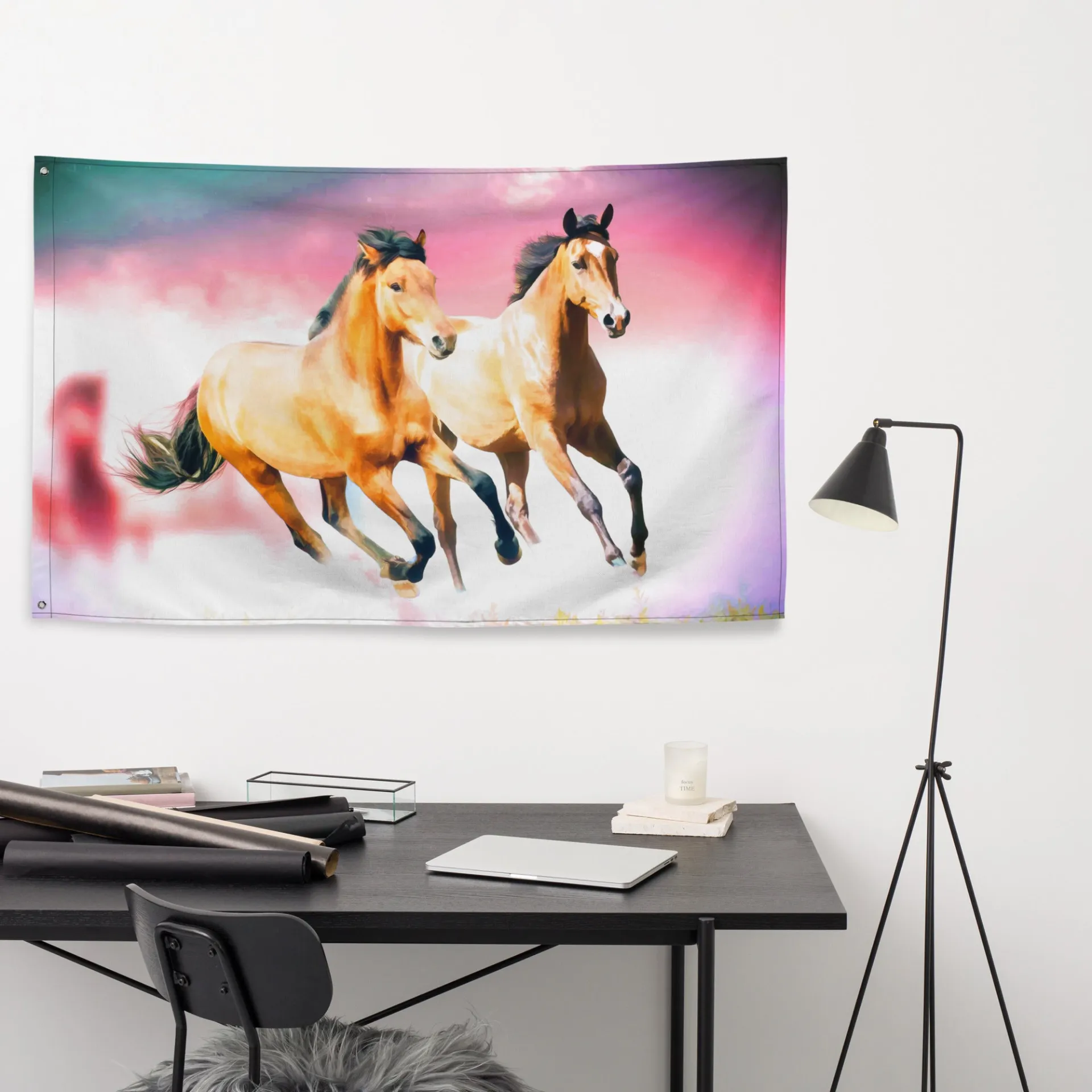 Stunning Running Horse Art Painting Flag Tapestry – Versatile Wall Decor