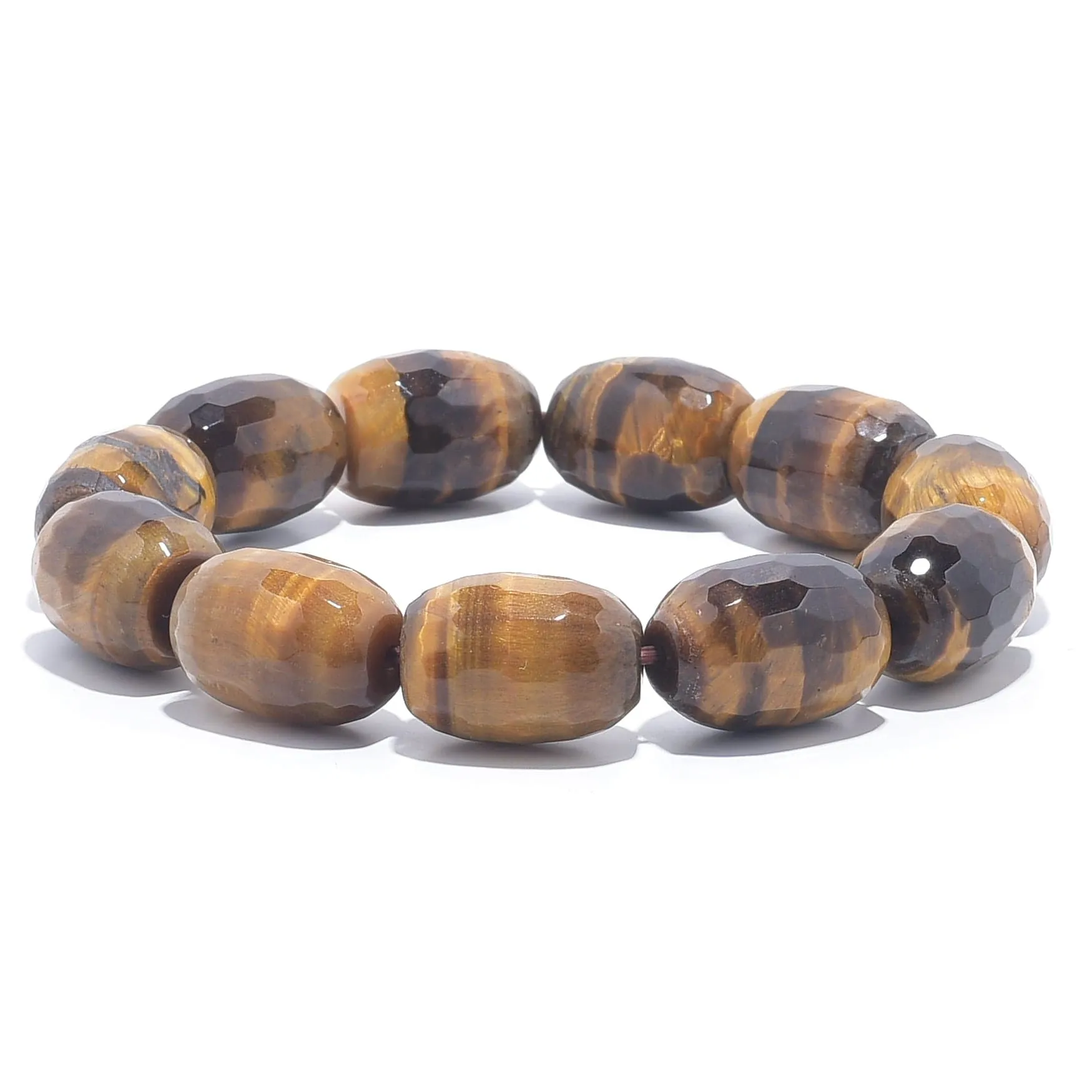 Tiger Eye Faceted Natural Gemstone Elastic Bracelet