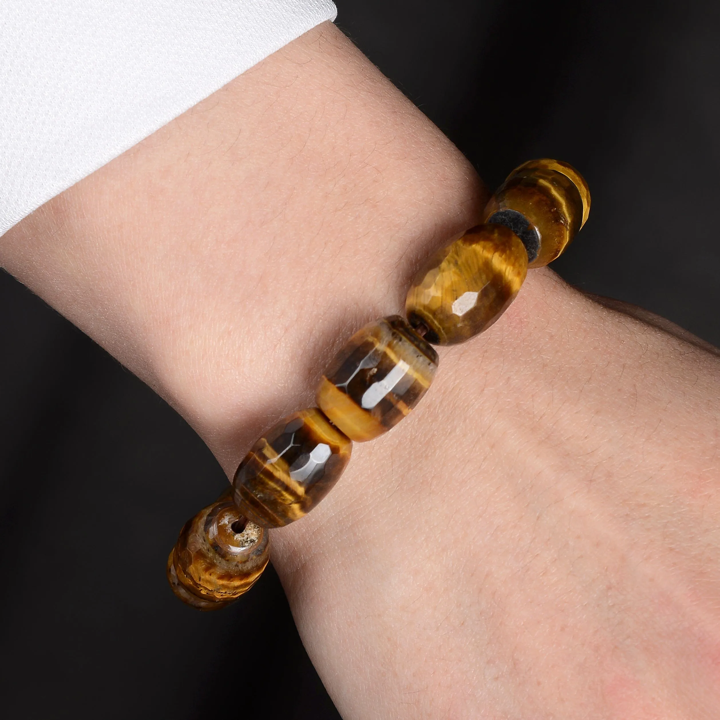 Tiger Eye Faceted Natural Gemstone Elastic Bracelet