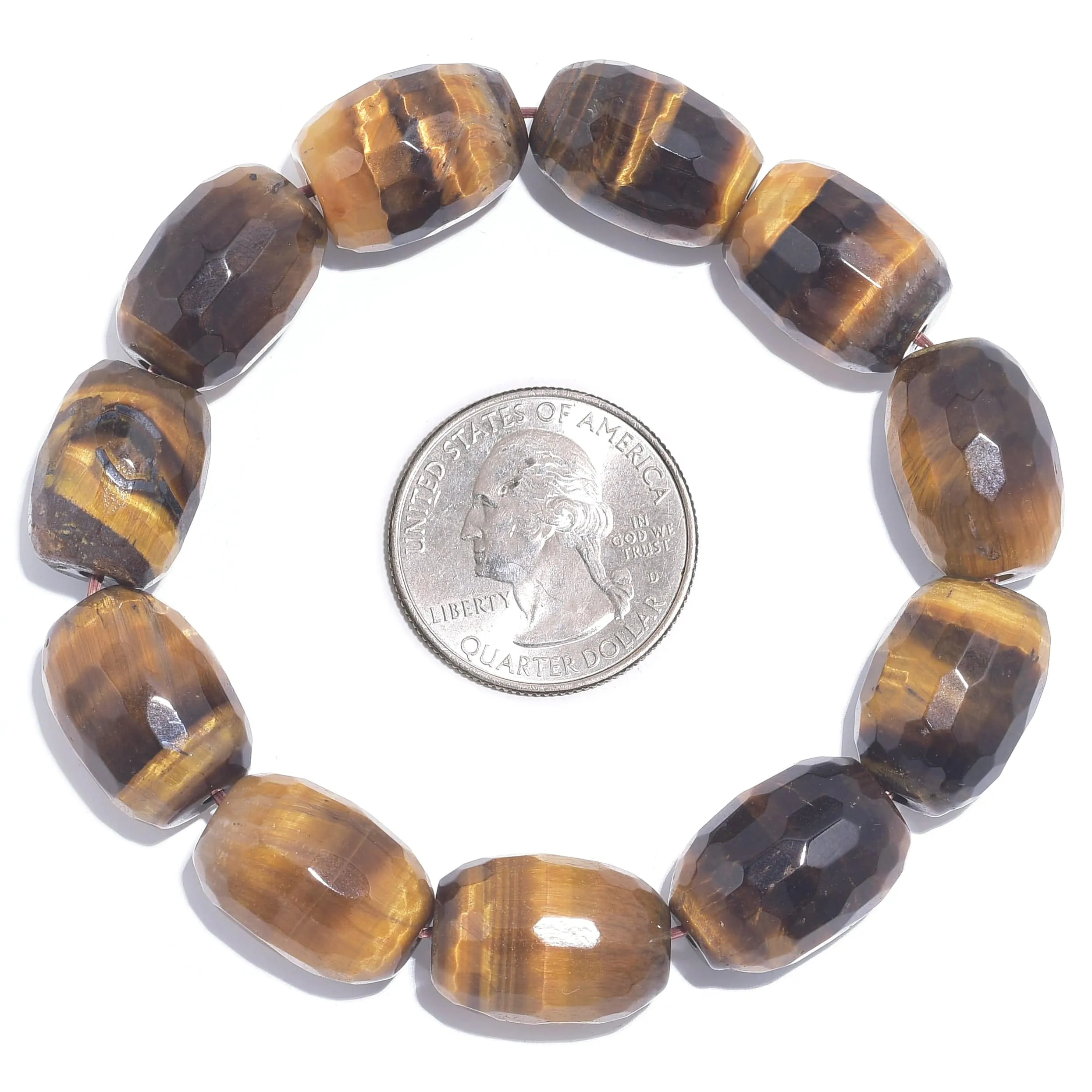 Tiger Eye Faceted Natural Gemstone Elastic Bracelet