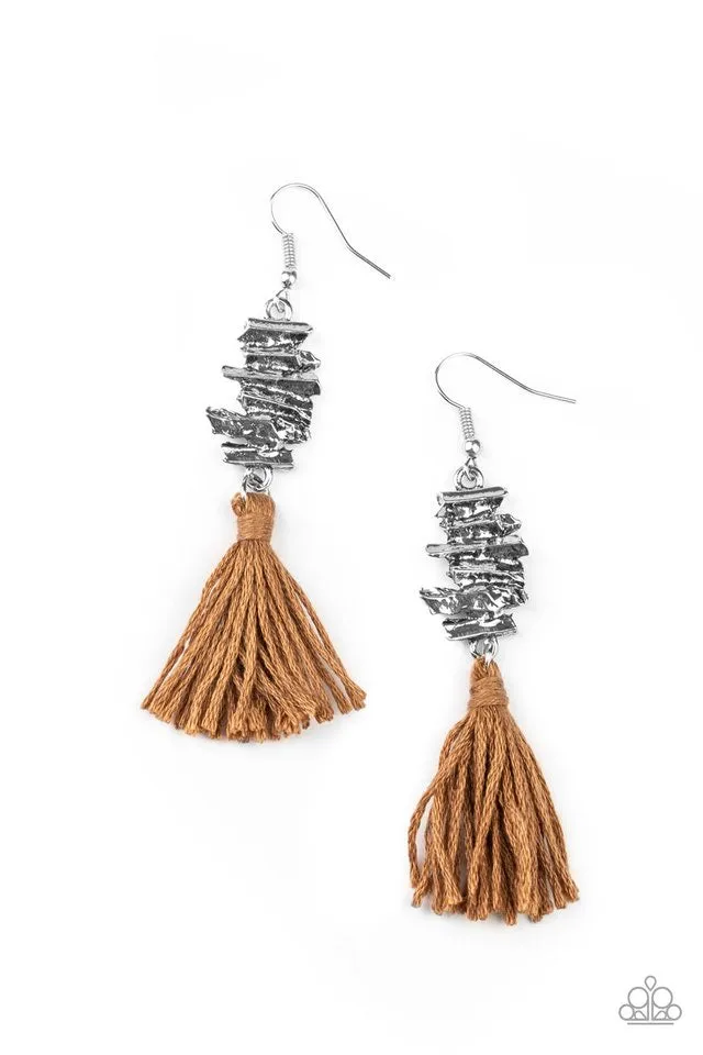 Tiki Tassel Brown-Earrings