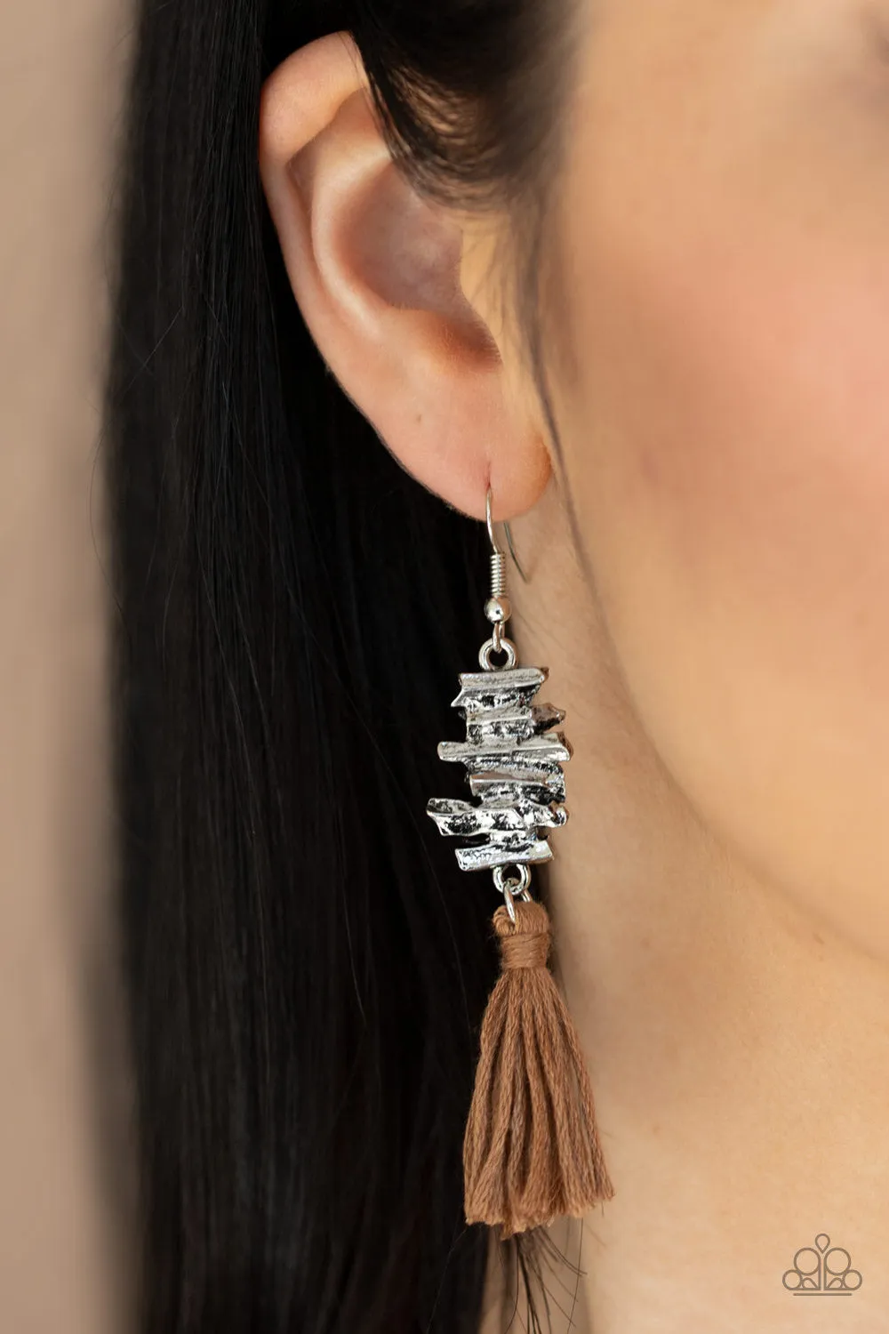 Tiki Tassel Brown-Earrings