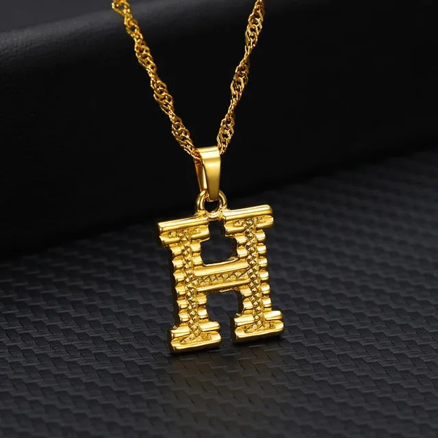 Tiny Gold Initial Letter Necklace