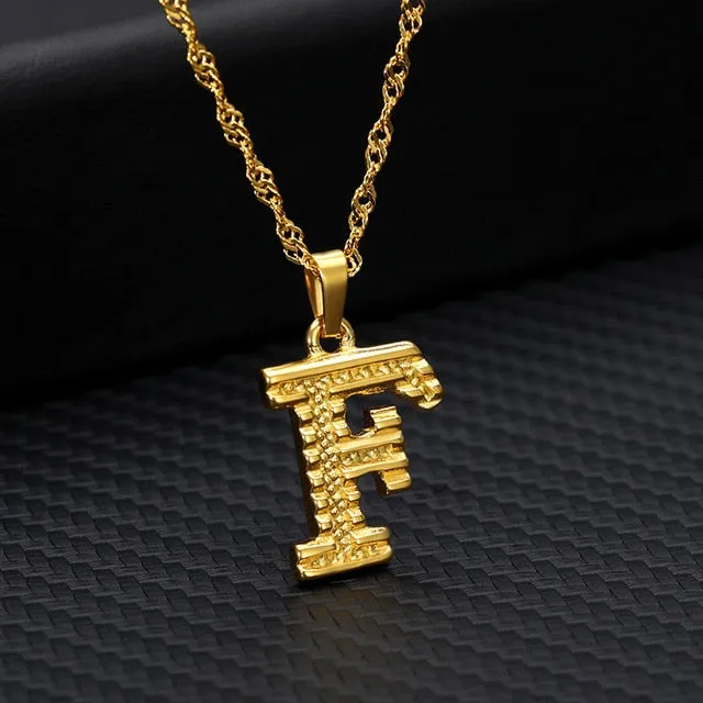 Tiny Gold Initial Letter Necklace