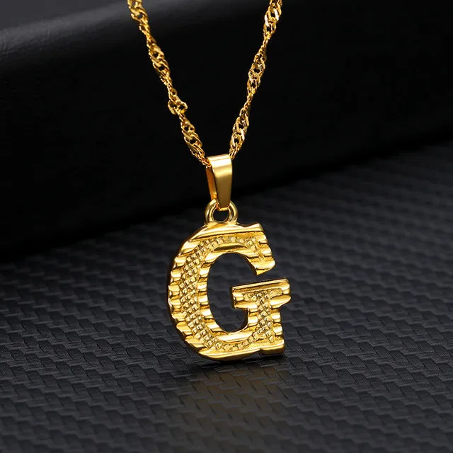 Tiny Gold Initial Letter Necklace