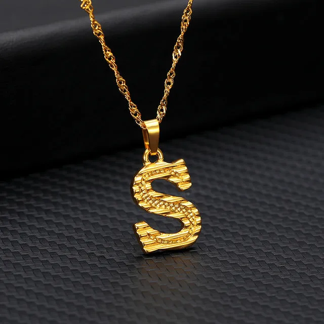 Tiny Gold Initial Letter Necklace