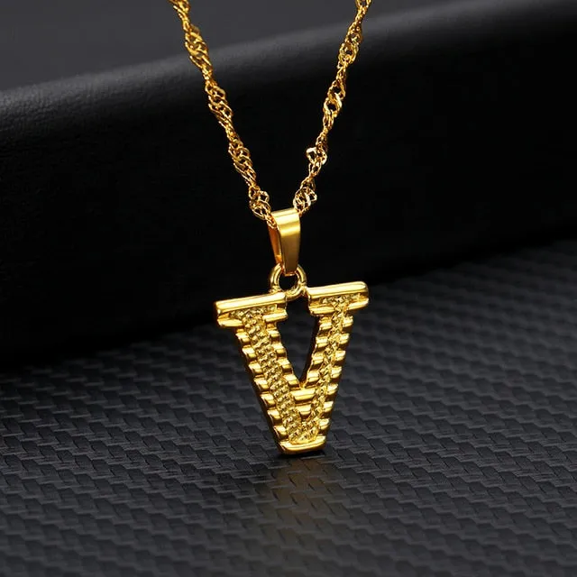 Tiny Gold Initial Letter Necklace